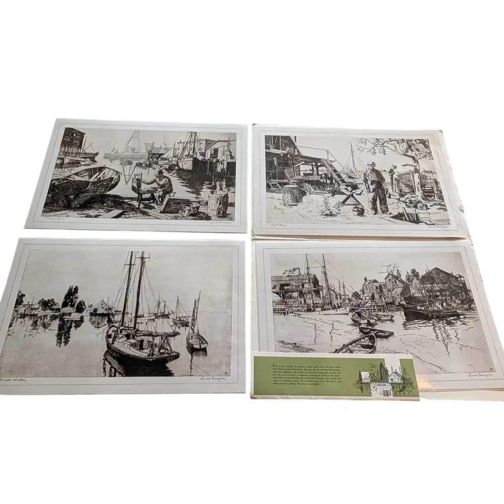 Vintage Lionel Barrymore Prestige Dinner Mats Set 4 Maritime Art Placemats